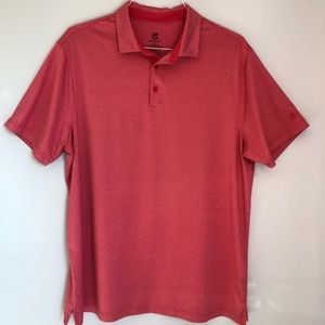 Champion Men’s Coral Red Striped Polo Shirt, size Extra Large